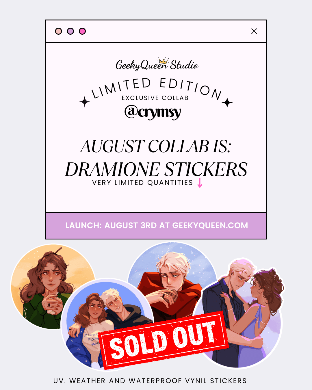 AUGUST COLLAB - Dramione Stickers - Guest Artist Crymsy