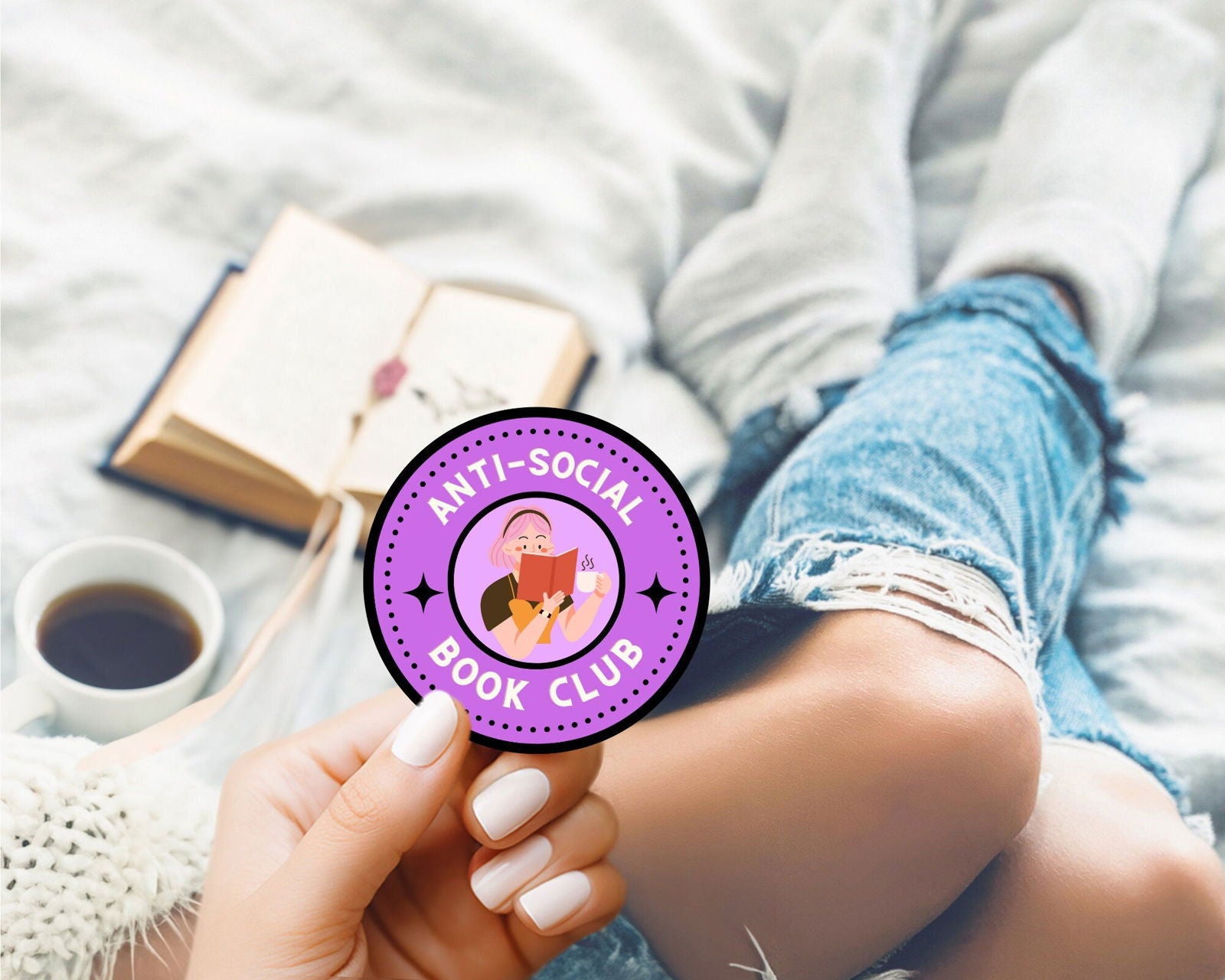 Book Lover Anti-Social Book Club Sticker - Bookish Queen