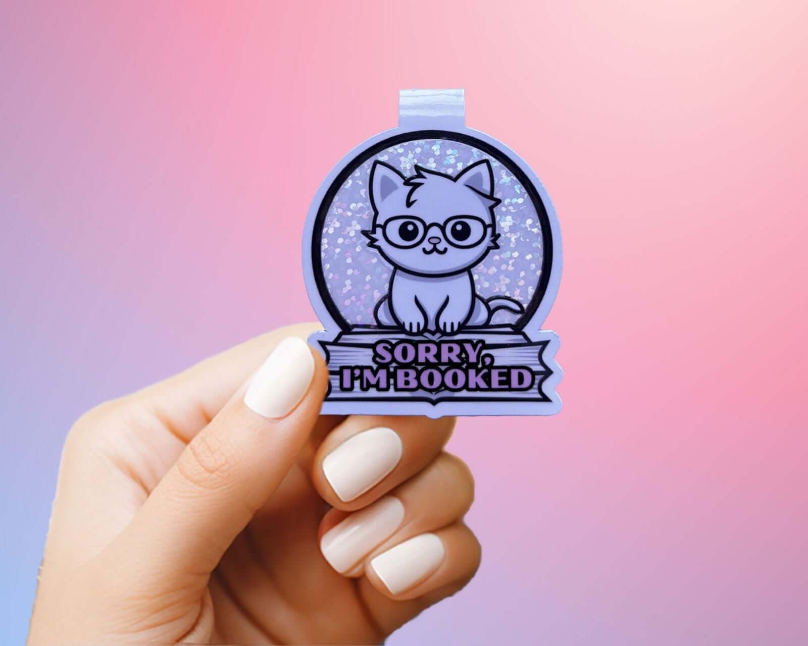 Book Lover "Sorry I'm Booked" Cat Magnetic Bookmark - Geeky Queen Studio
