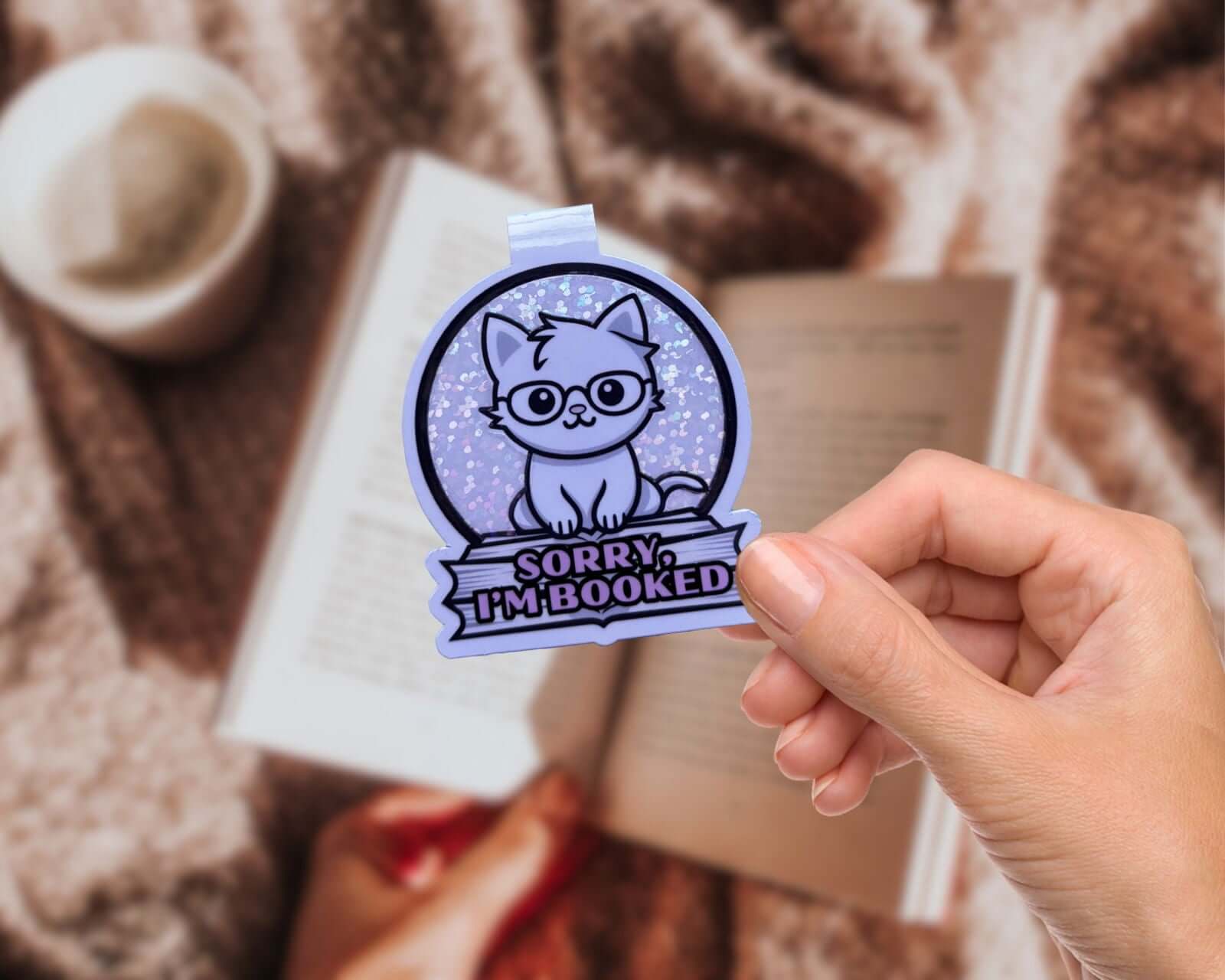Book Lover "Sorry I'm Booked" Cat Magnetic Bookmark - Geeky Queen Studio