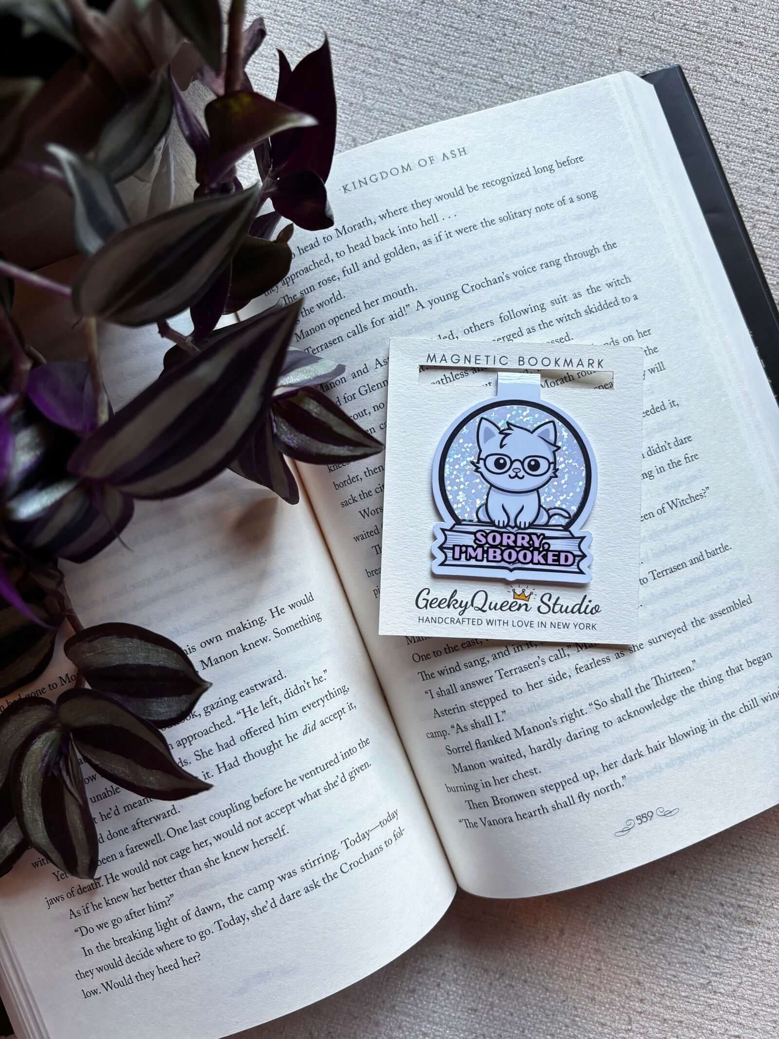 Book Lover "Sorry I'm Booked" Cat Magnetic Bookmark - Geeky Queen Studio