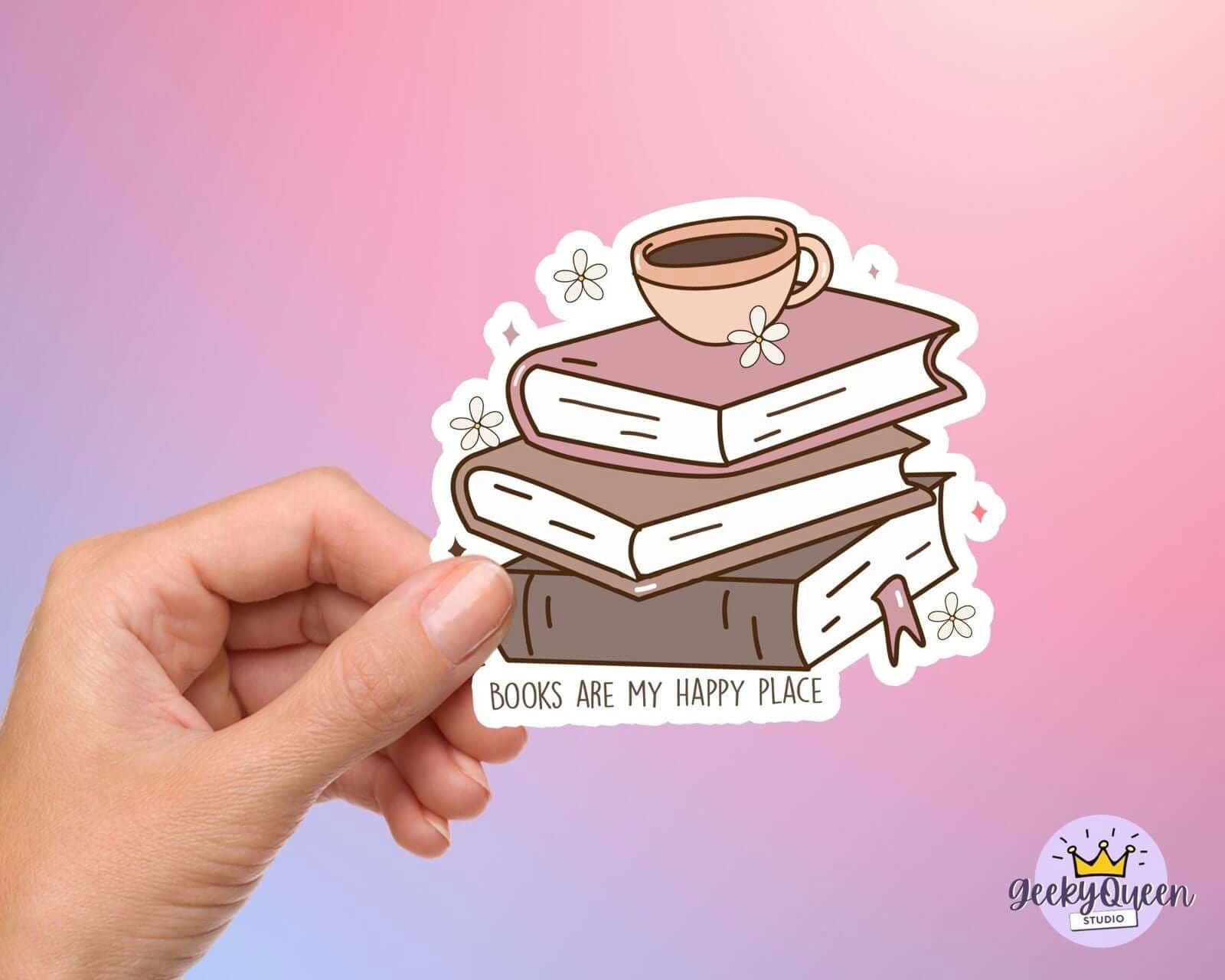Bookish Sticker - Books are my Happy Place - Bookish Queen