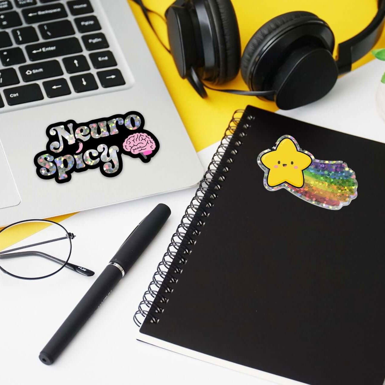 Happy Rainbow Star Glitter Sticker - Bookish Queen