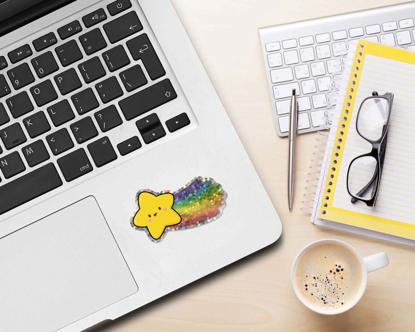 Happy Rainbow Star Glitter Sticker - Bookish Queen