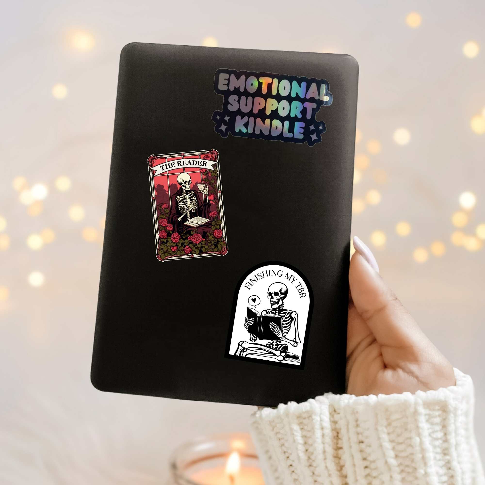 Dark academia book lover gift sticker with tarot design