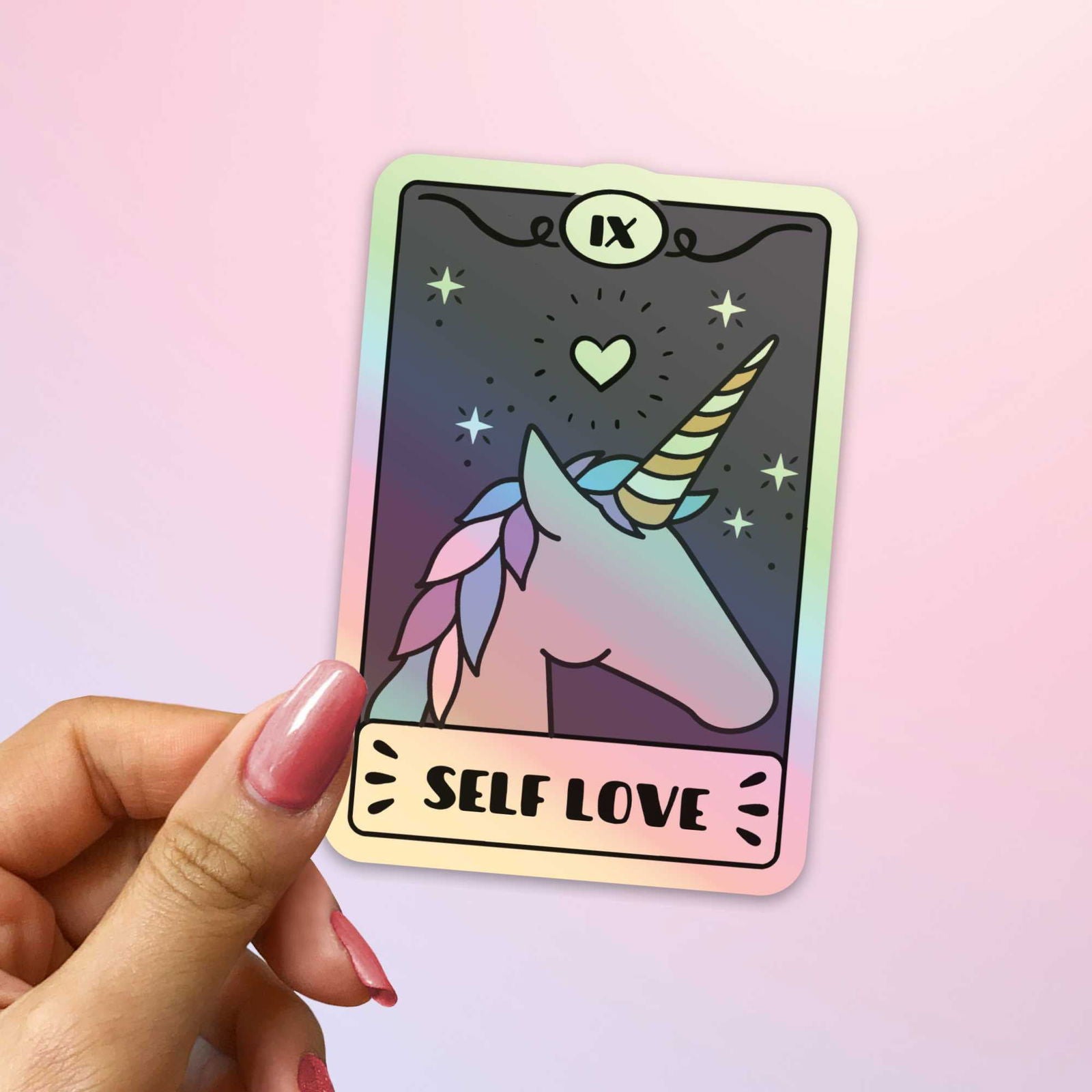 Unicorn Tarot Card Sticker - Self Love - Bookish Queen