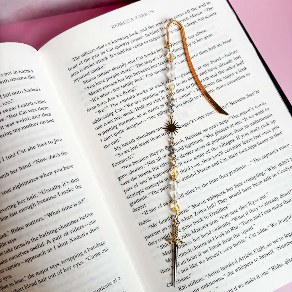 Bookish Queen Bookmarks Beaded Bookmark Charm - The Sun Sword