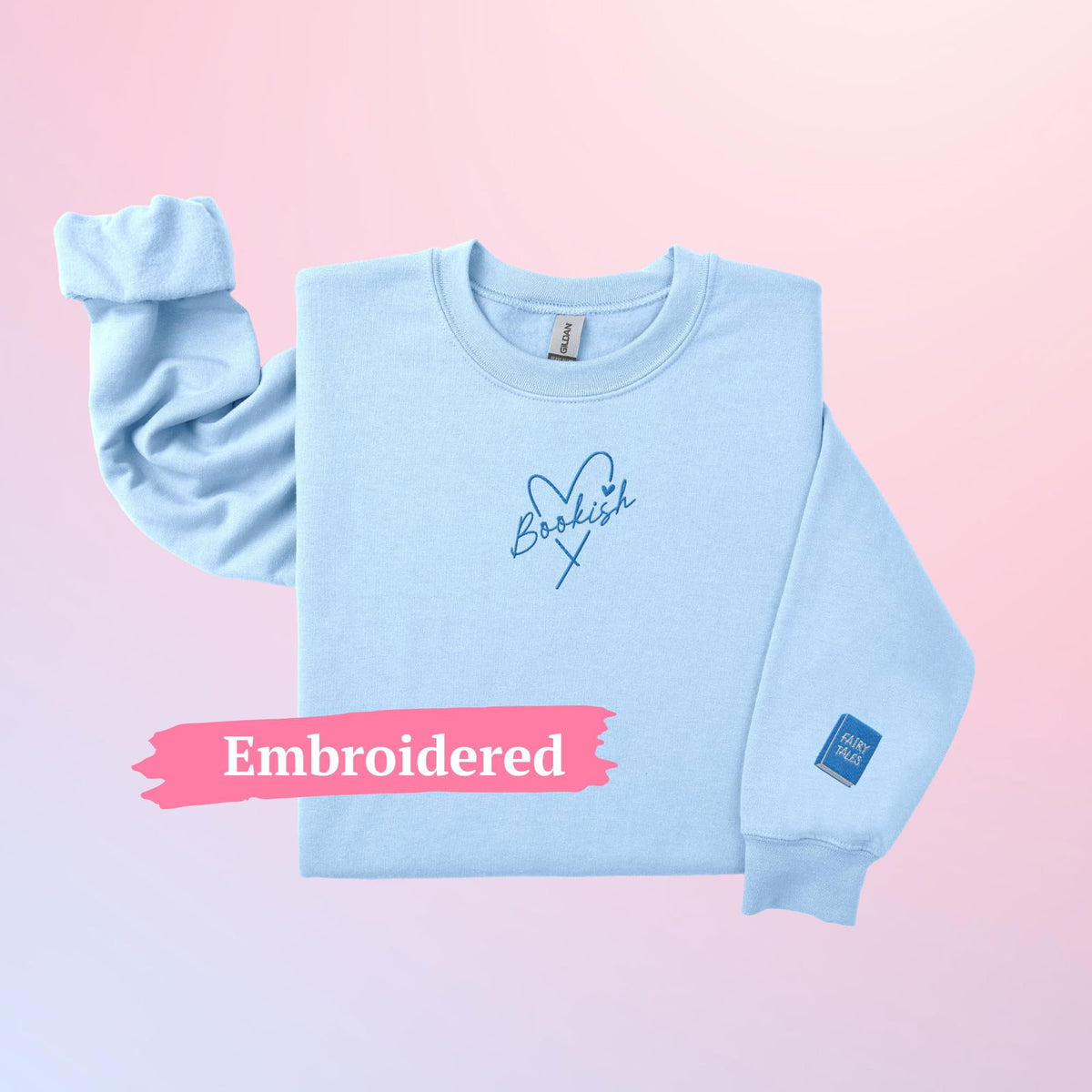 Bookish Queen Print Material Bookish Sweatshirt Embroidered - Fairy Tales