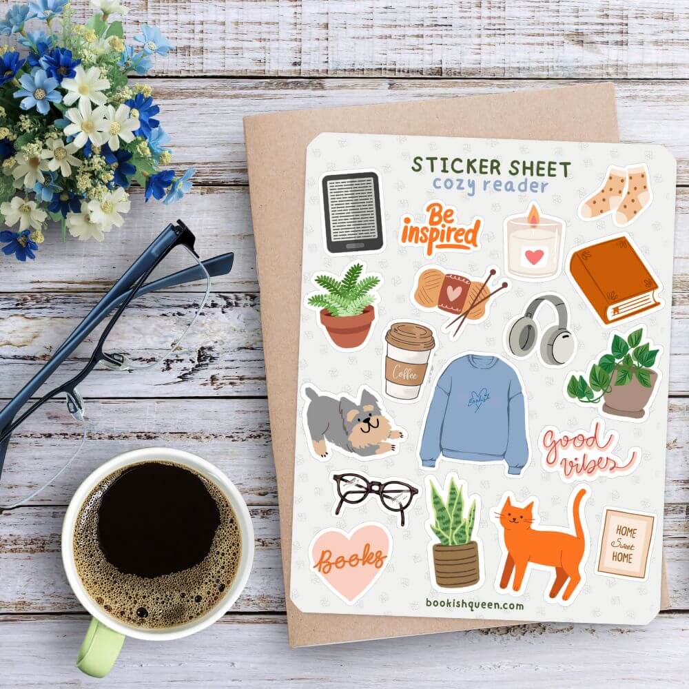 cute book lover stickers for bullet journals and planners