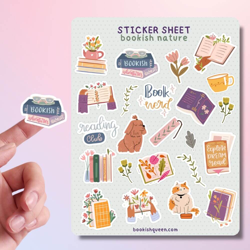 book lover sticker sheet for reading journals