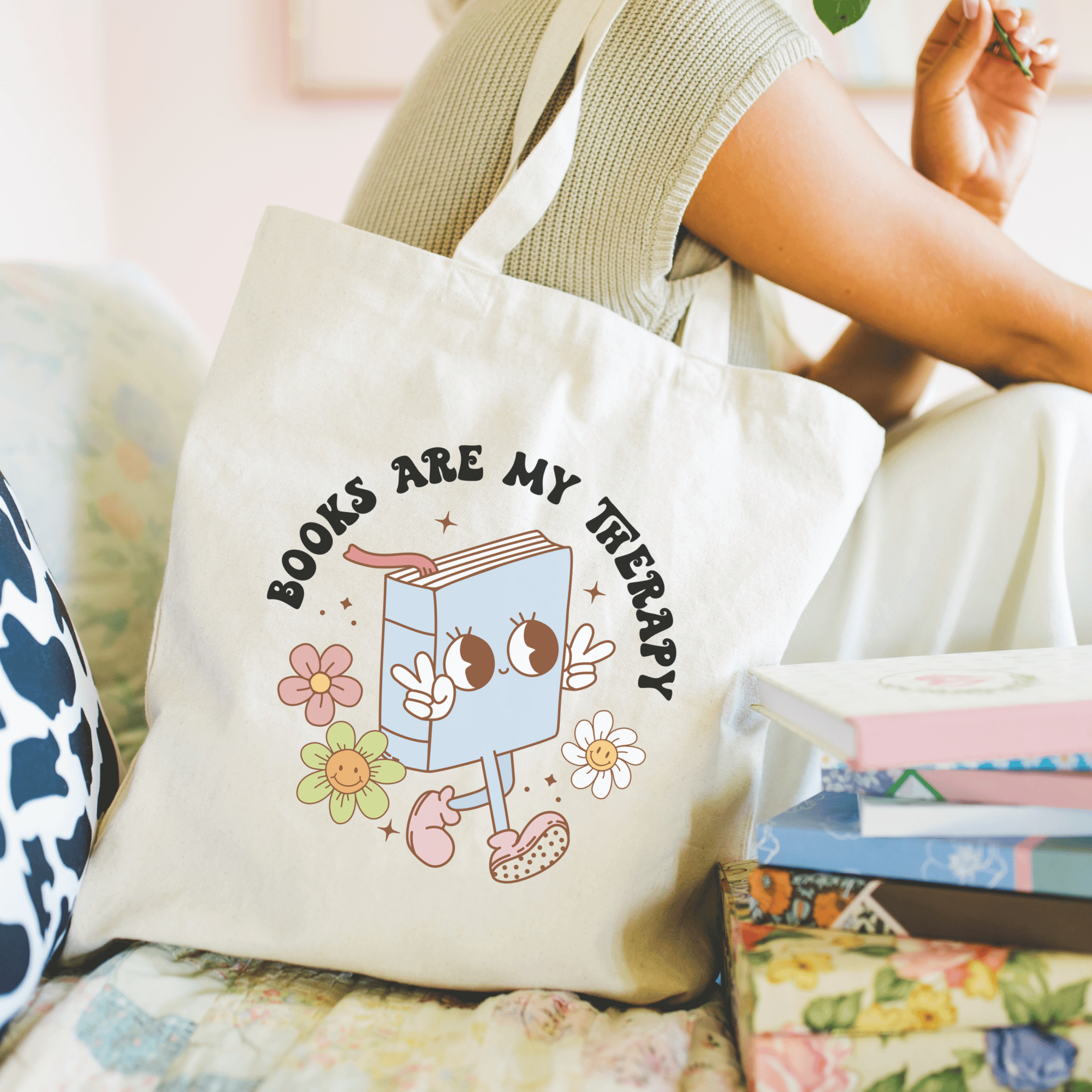 Bookworm Fashion Tote Bag Book Storage for Readers