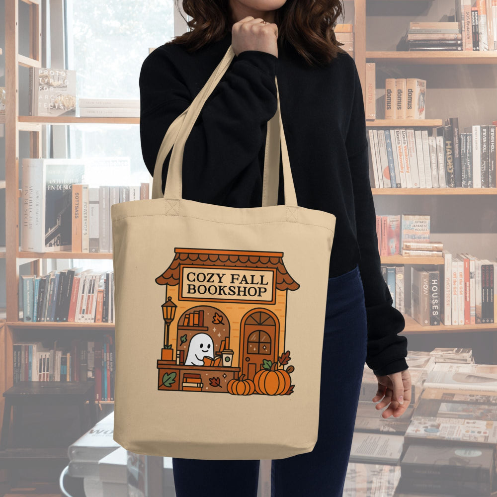cozy bookstore tote bag