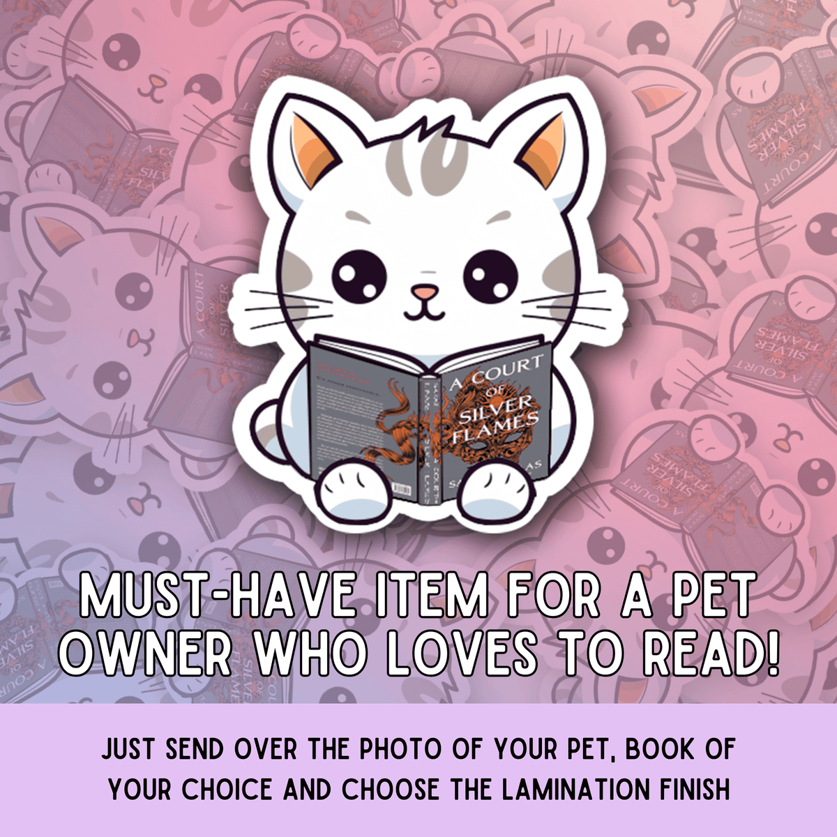 Bookish Queen Sticker Custom Pet Illustration Sticker - Personalized Gifts for Book Lovers