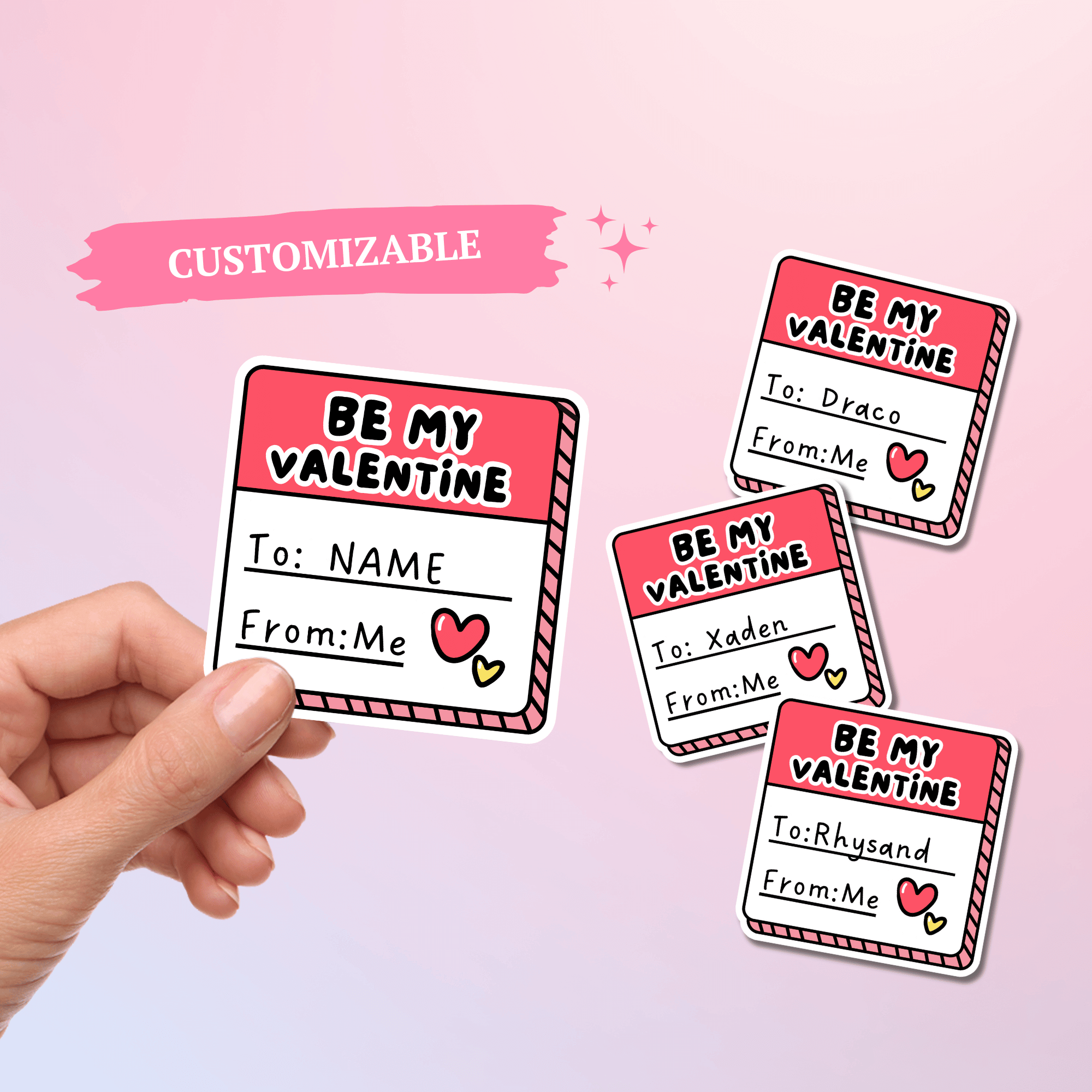Custom book character sticker Be My Valentine for readers