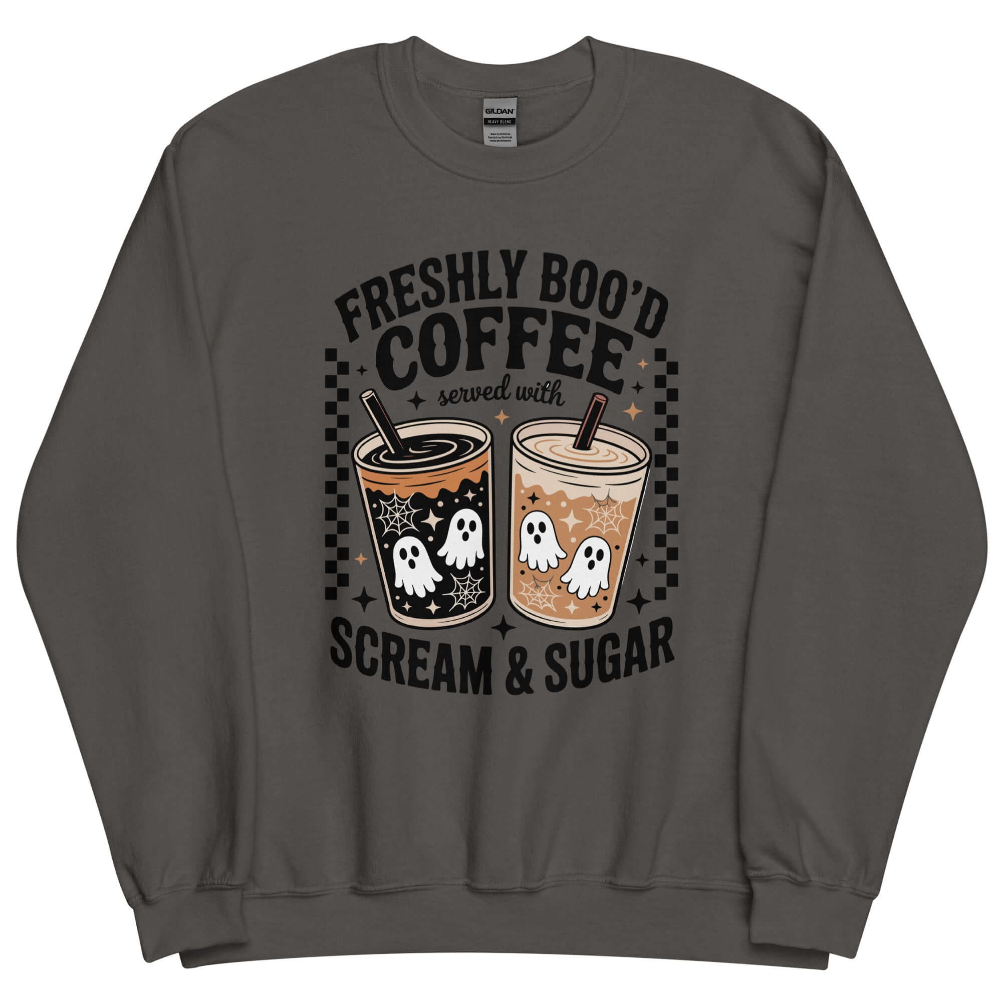 Bookish Queen Sweatshirt Grey / S Cutie Ghosts Boo'd Coffee Sweatshirt - Spooky Season