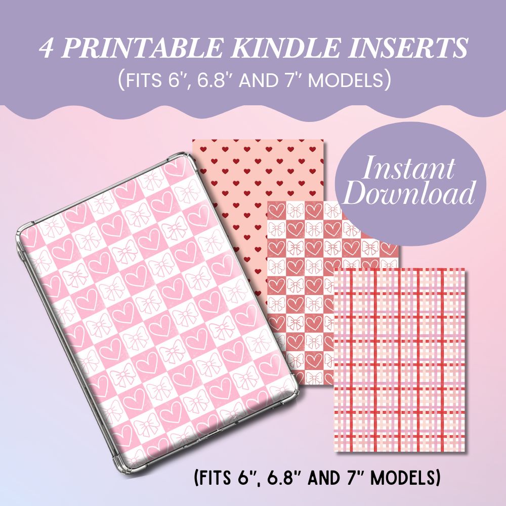Bookish Queen Kindle Inserts DIGITAL DOWNLOAD Coquette Insert for Kindle Clear Covers Pack