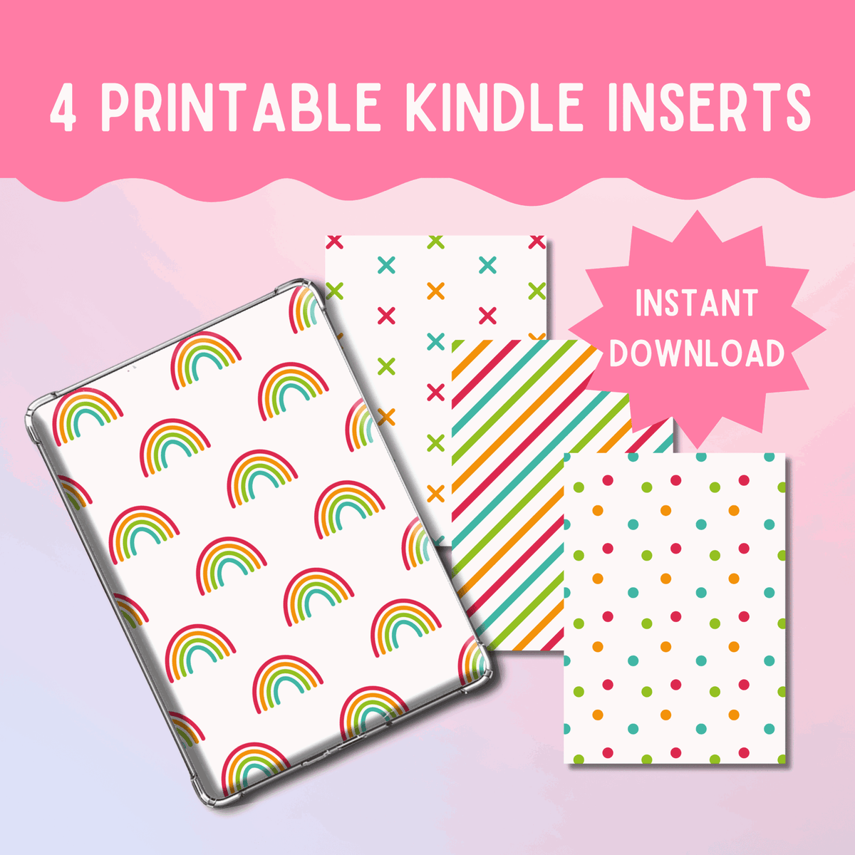 Bookish Queen Kindle Inserts DIGITAL Kindle Case Inserts - Rainbow Patterns