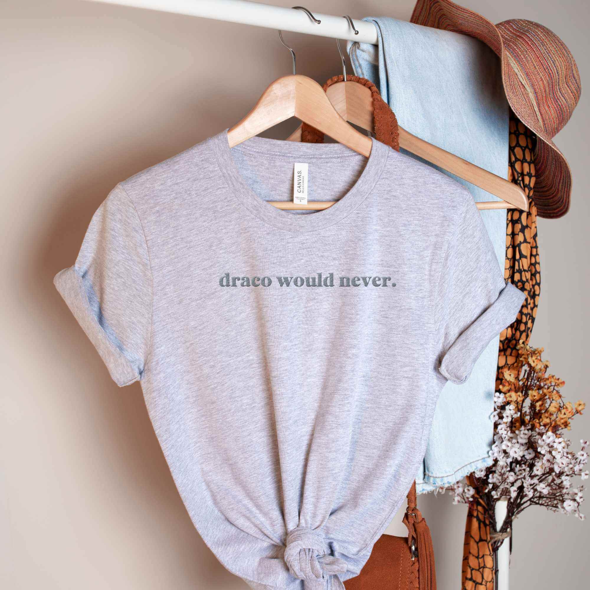 draco would never tshirt light grey