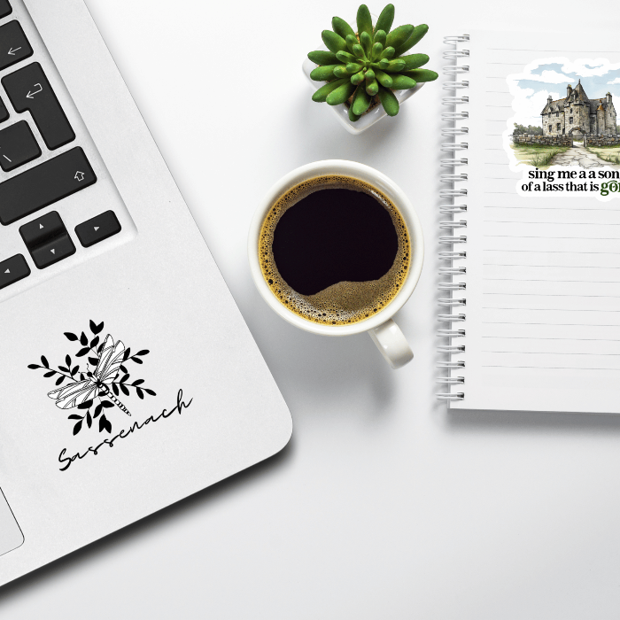 Scottish highland inspired sticker for book lovers