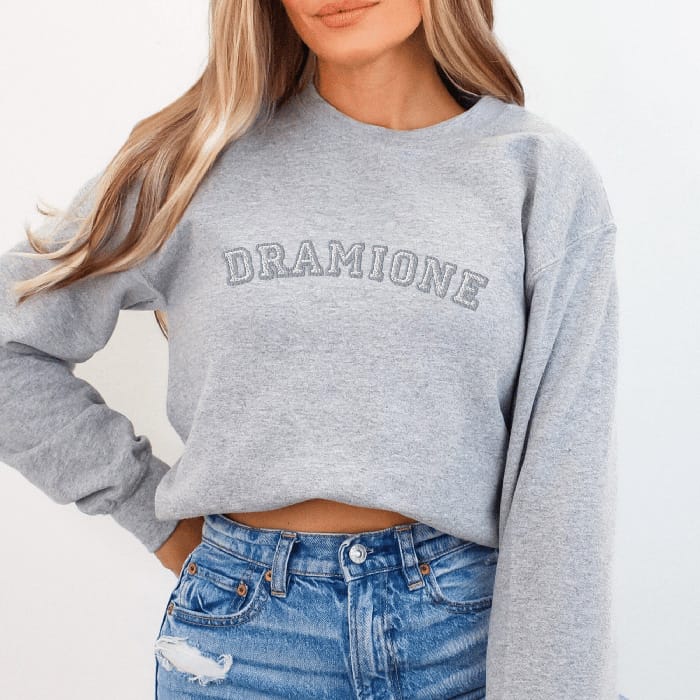 Bookish Queen Sweatshirt LightGrey / S Dramione Subtle Fandom Embroidered Sweatshirt