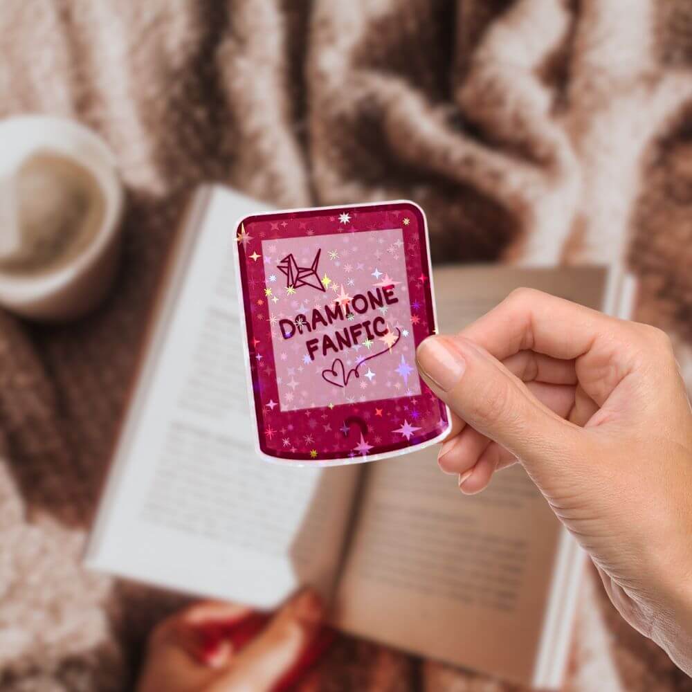 Dramione stickers for Kindle decor in green, blue, gray, and pink