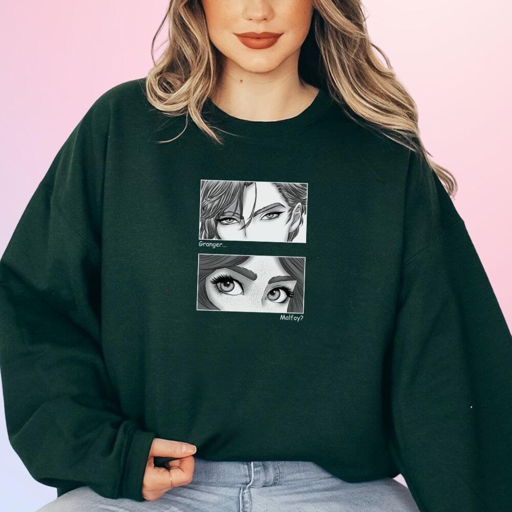 Dramione hoodie with exclusive manga comic design of Draco and Hermione