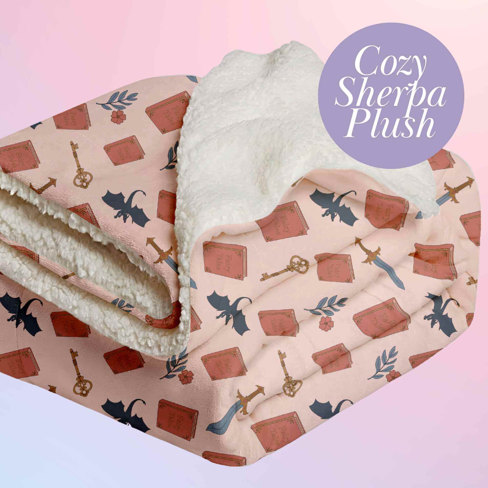 Bookish Queen Home Decor Fantasy Lover Sherpa Plush Fleece Blanket