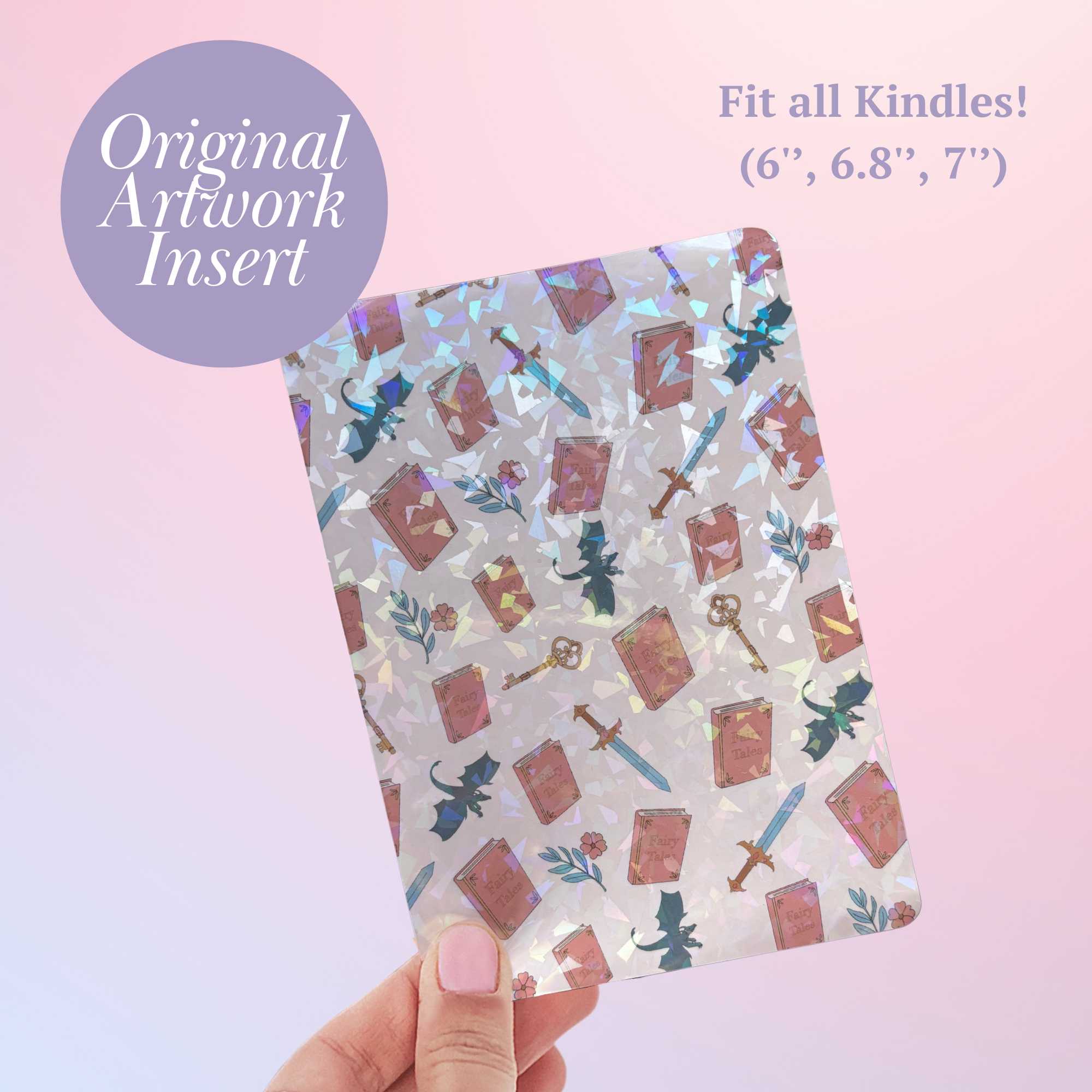 Fairy Tales Kindle insert with sparkly decor for fantasy lovers