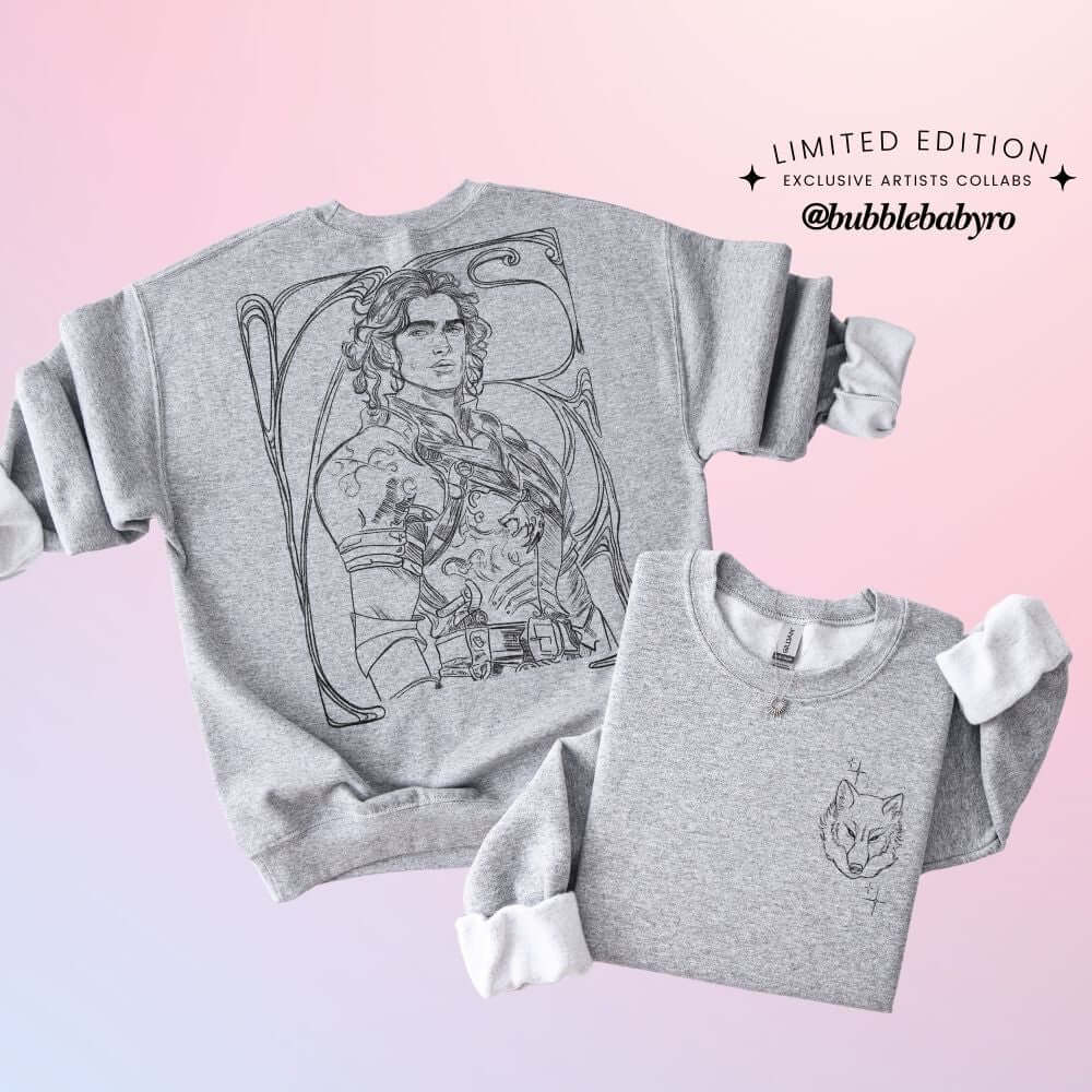 Kingfisher sweatshirt with exclusive Quicksilver character artwork by Riley @bubblebabyro