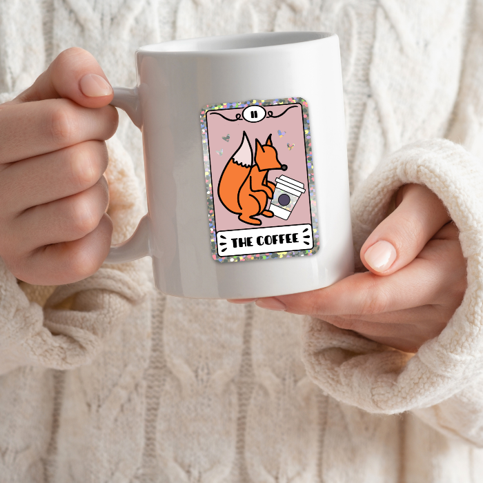 Bookish Queen Bookish Essentials Fox Tarot Card Sticker - Coffee Lovers