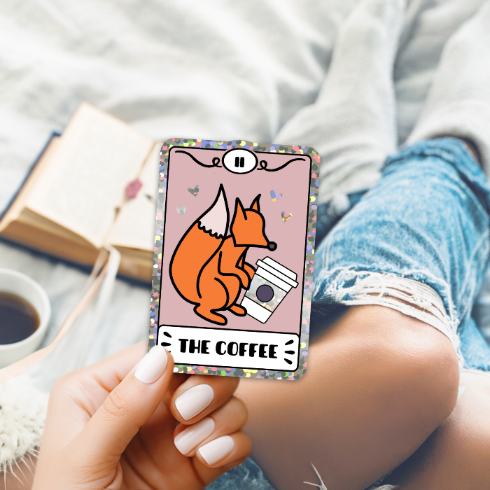 Bookish Queen Bookish Essentials Fox Tarot Card Sticker - Coffee Lovers