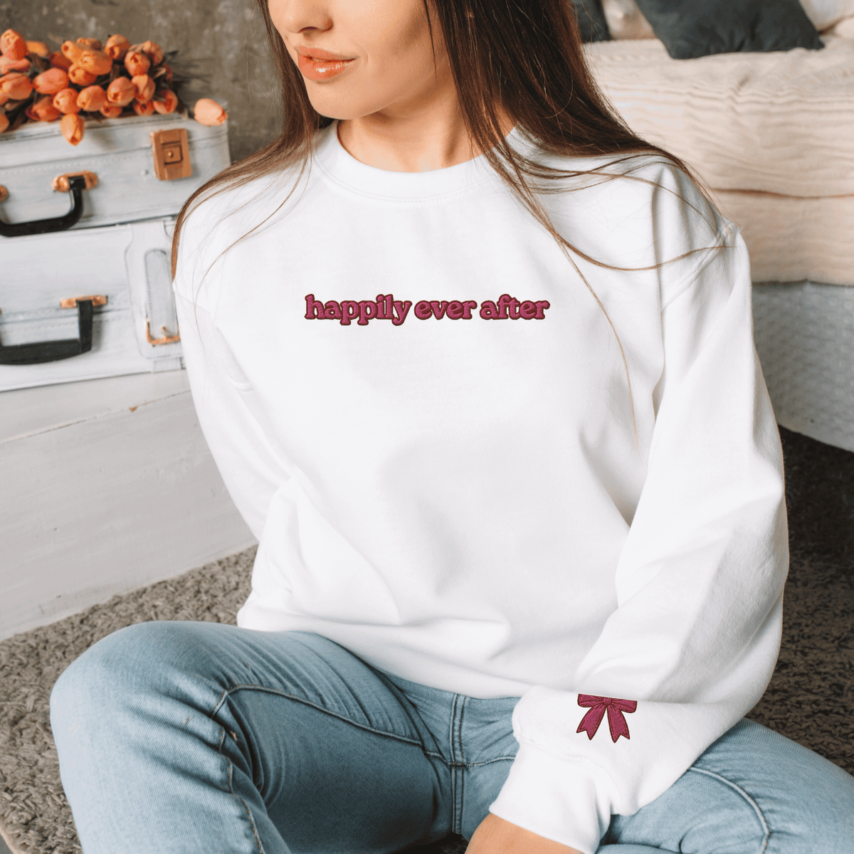 Bookish Queen Sweatshirt Happily Ever After Sweatshirt Embroidered Coquette