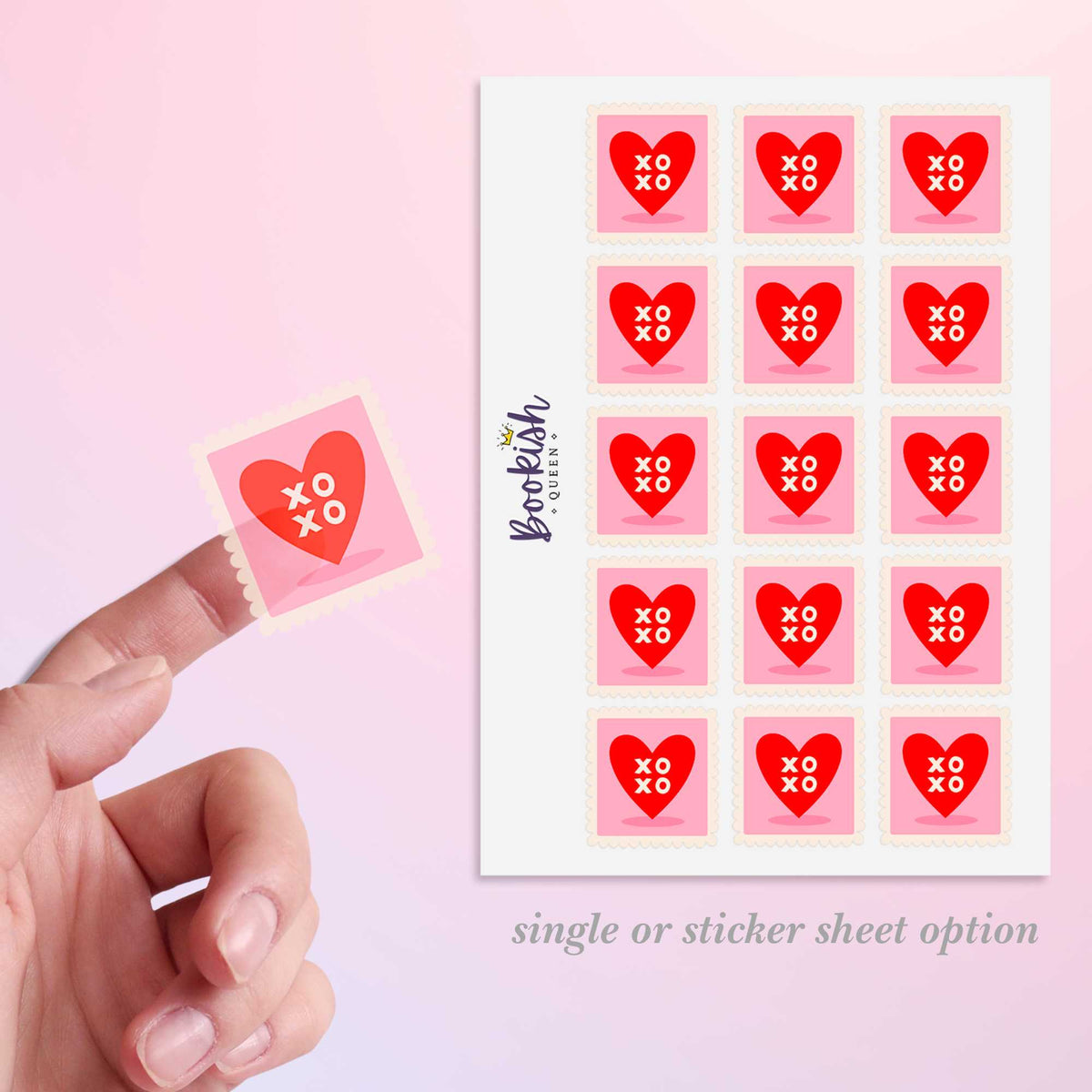 Bookish Queen Sticker Sheet of 15 (1.3in tall) Heart Stamp Inspired Sticker Sheet or Single – Romantic Planner & Mail Decor