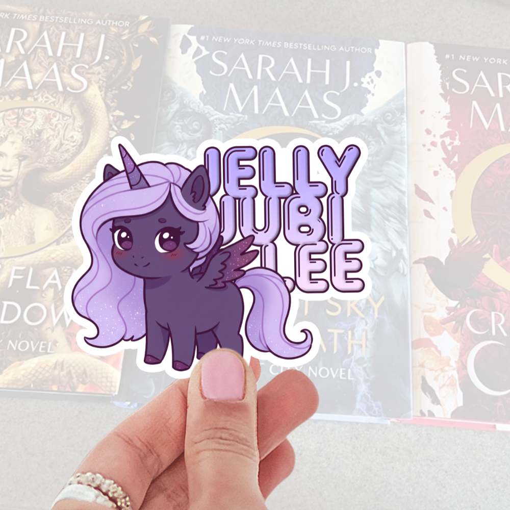 Official Crescent City sticker with Jelly Jubilee character art in waterproof vinyl