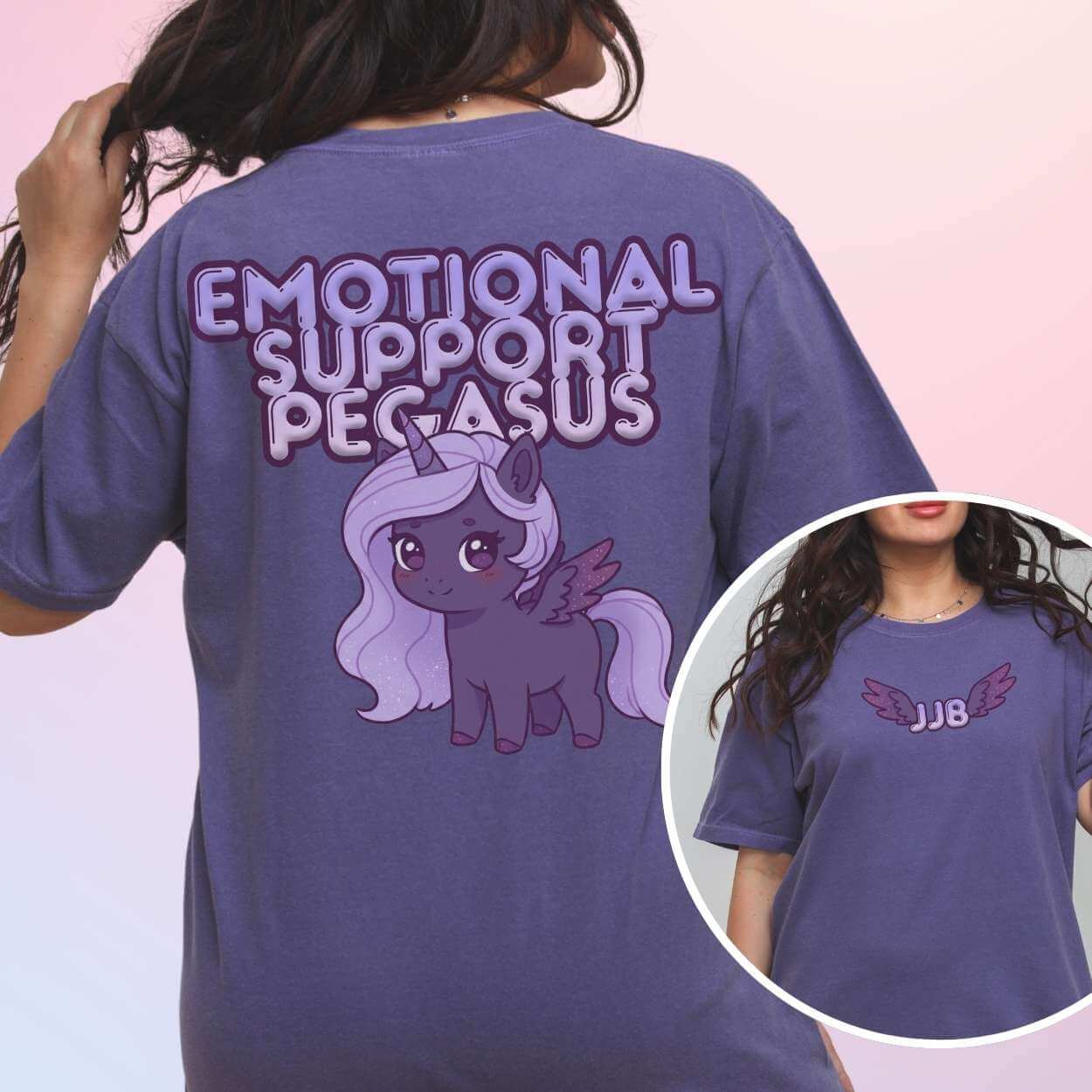 Crescent City JJB character merch in washed purple shirt