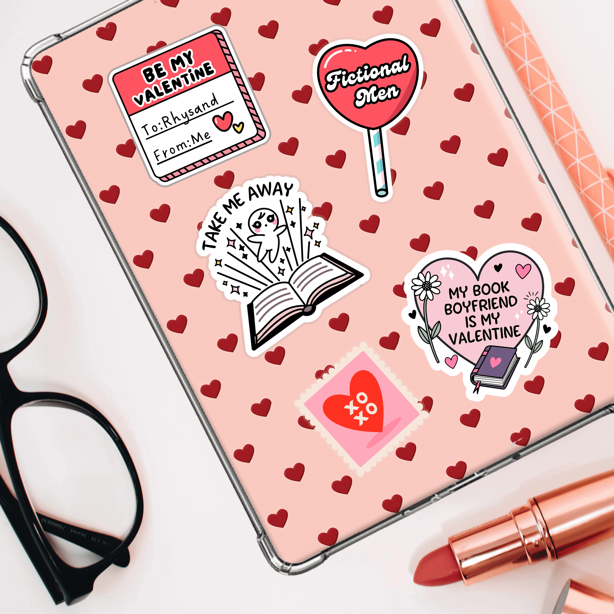 valentine's day Bookish merch for reading lovers with Kindle and laptop decor