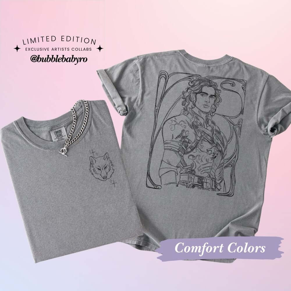 Kingfisher Comfort Colors T-shirt featuring fantasy character art from Quicksilver collab