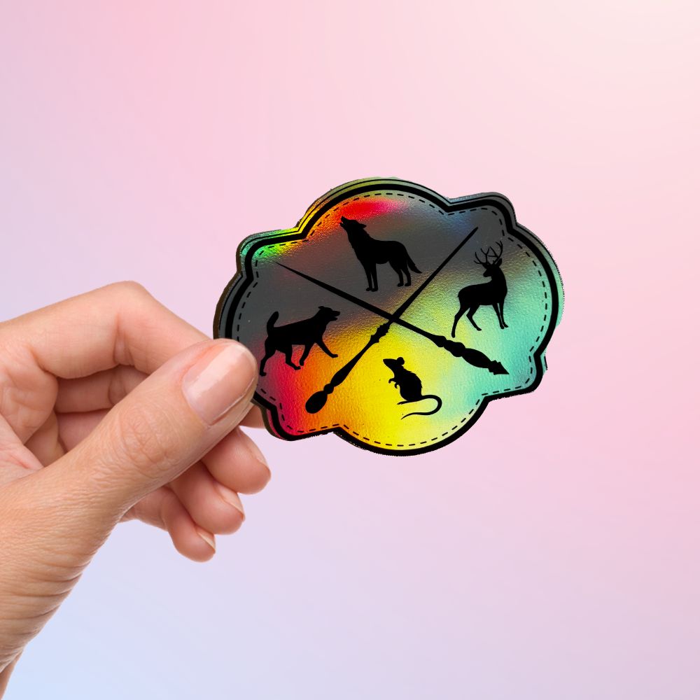 Holographic Marauders sticker with holograpic vynil design