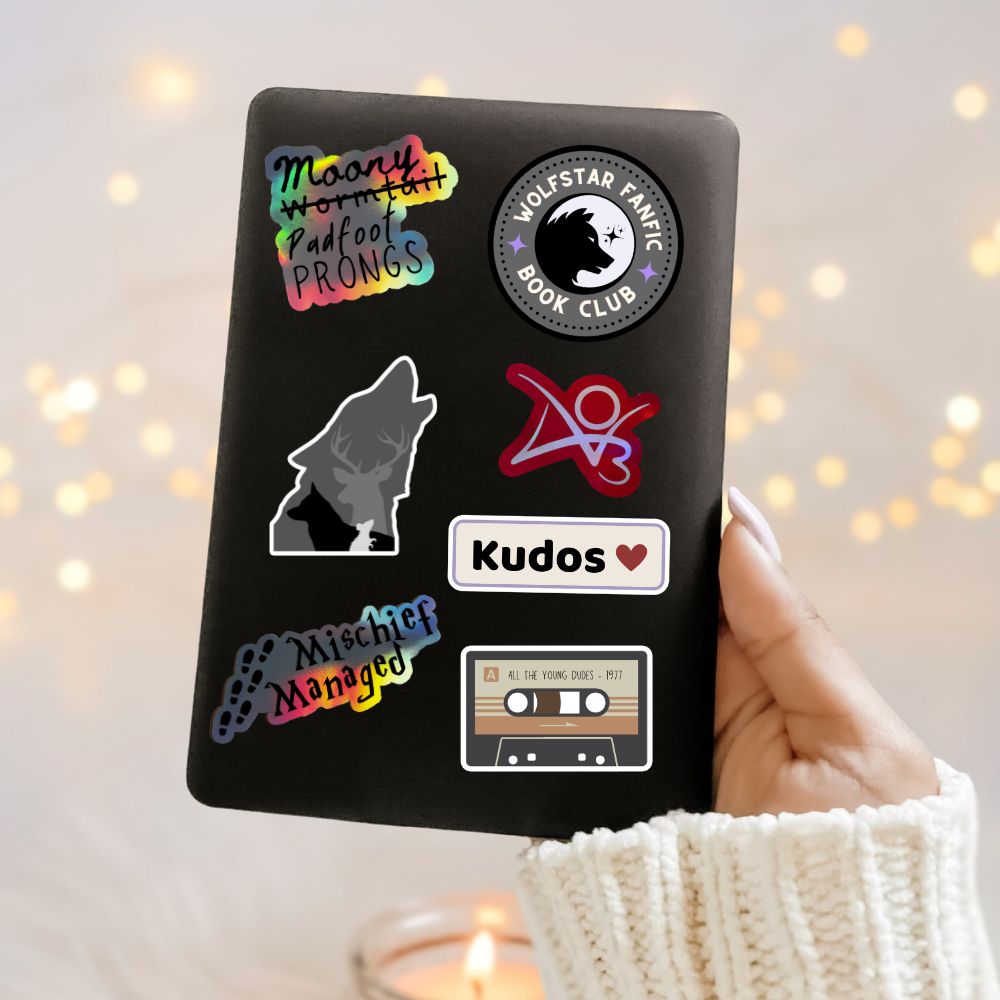 Wolfstar and Harry Potter fanfic aesthetic sticker with Marauders theme