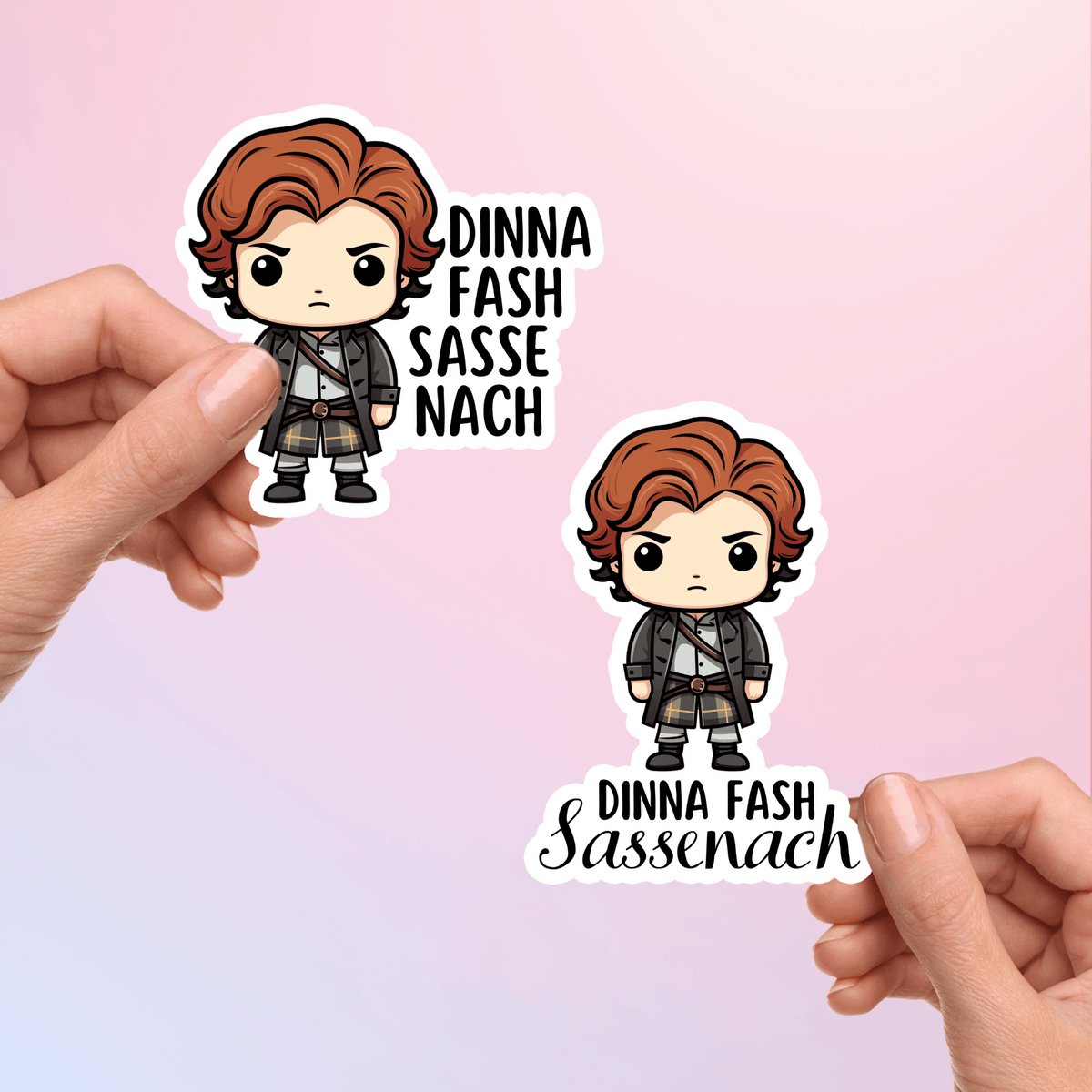 My Store Outlander Stickers Outlander Sticker Jamie Fraser Quotes - Dinna Fash Sassenach (Chibi)