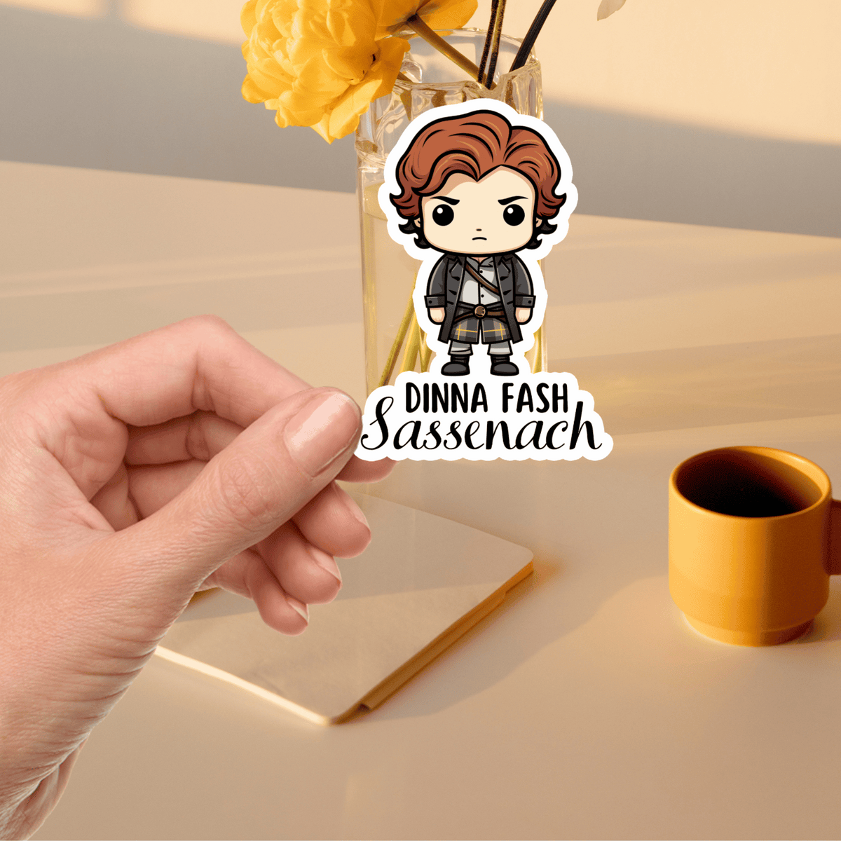My Store Outlander Stickers Design 2 (tall) Outlander Sticker Jamie Fraser Quotes - Dinna Fash Sassenach (Chibi)
