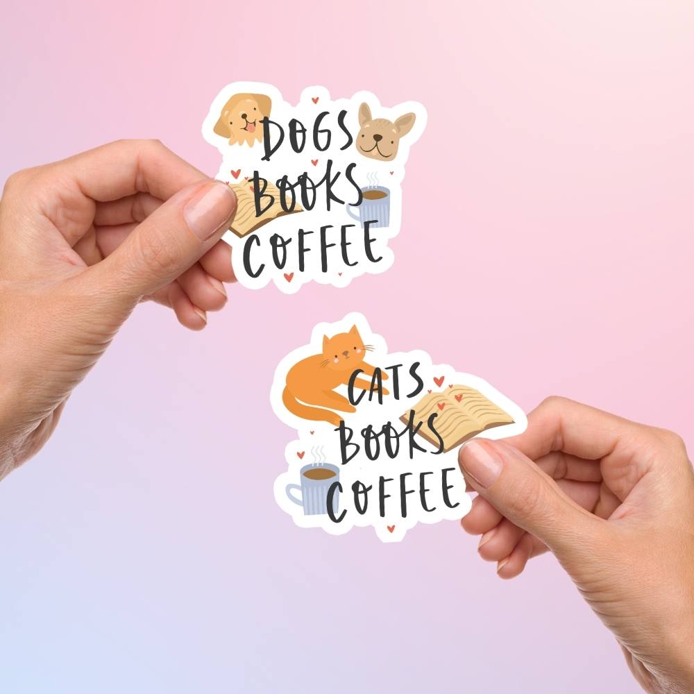 My Store Sticker Pets, Books and Coffee Sticker - Cat Mom - Dog Mom