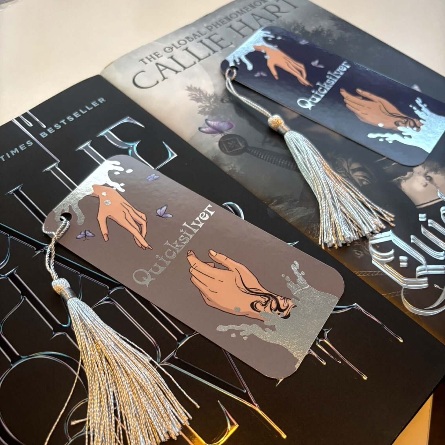 Bookish Queen Bookmarks Grey Quicksilver Foiled Bookmark - Limited Edition Collab @bubblebabyro