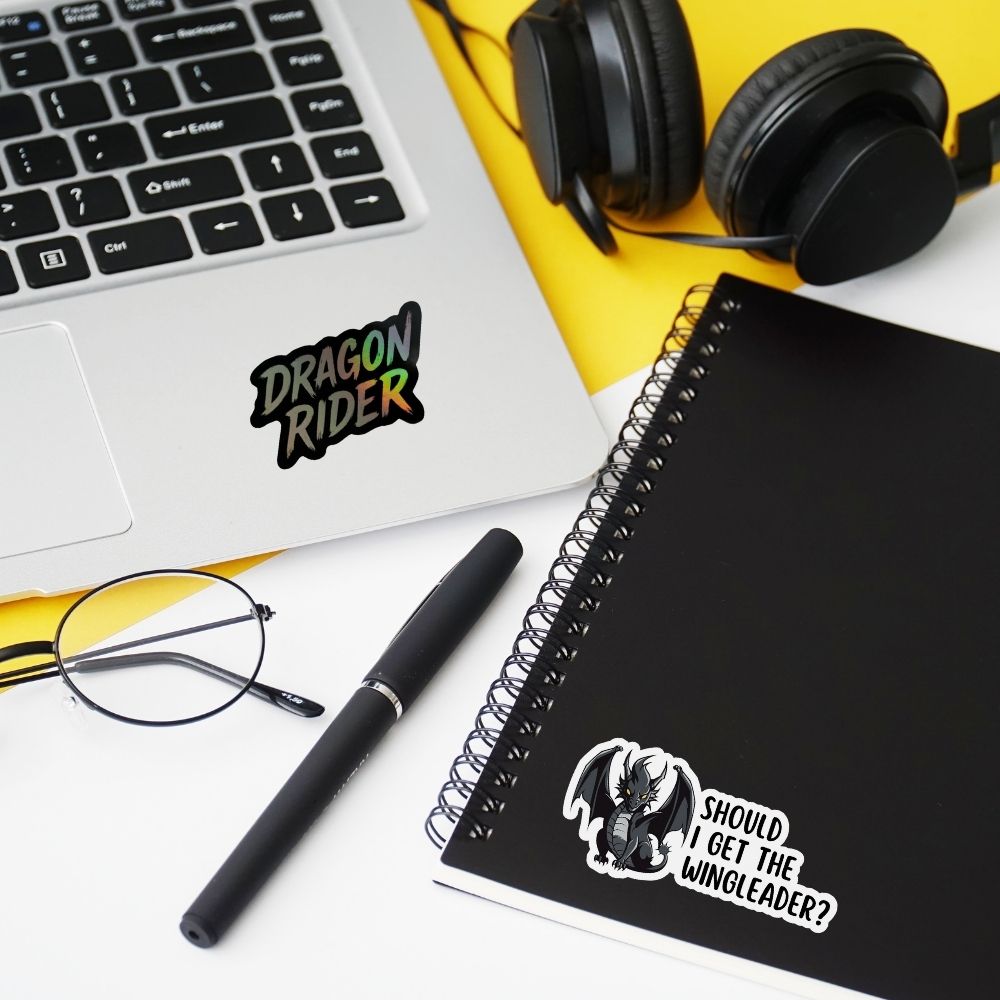 Bookish holographic sticker with dragon rider theme