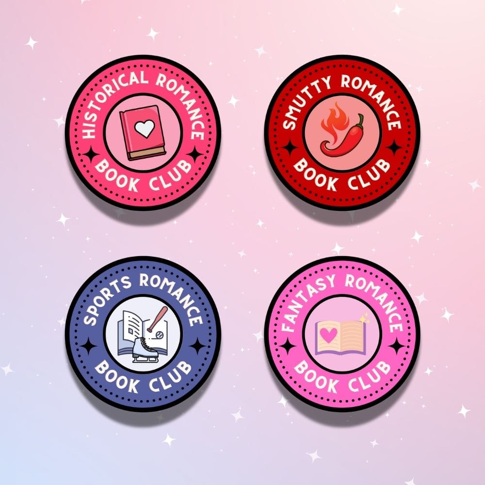Bookish Queen Bookish Essentials Romance Book Club Badge Stickers