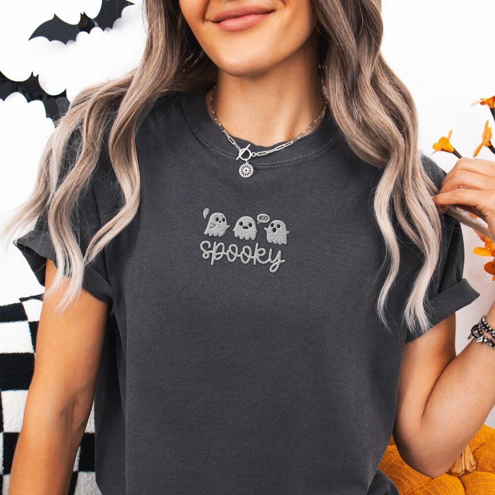 halloween embroidered ghost tee