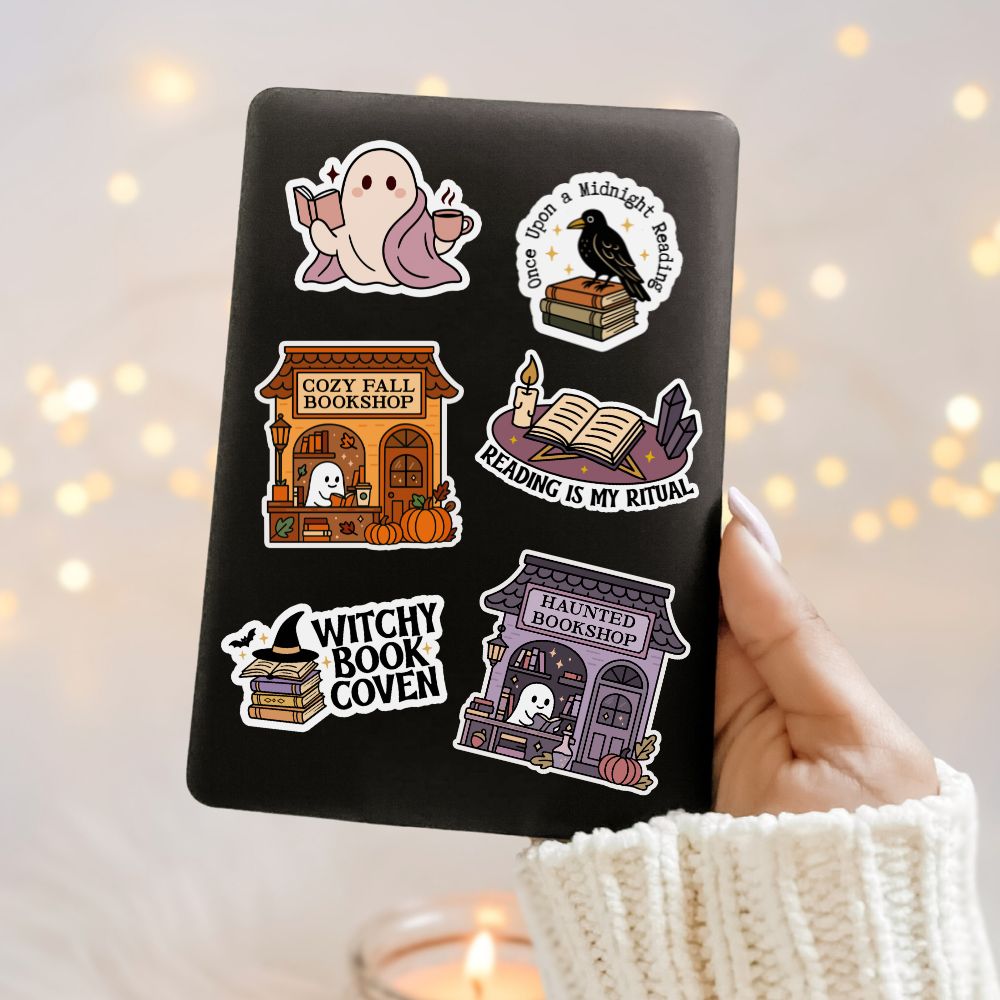 fall and spooky season stickers for kindle