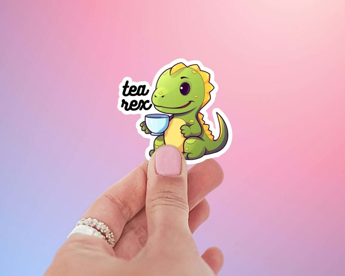 My Store Kawaii Stickers Tea Lovers Sticker - Dinosaur Tea-Rex