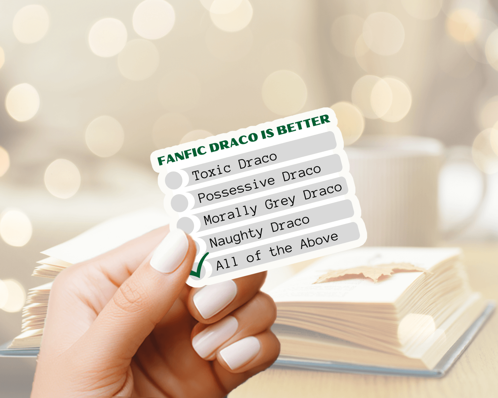Dramione "Draco Fanfic Checklist" Sticker dramione merch
