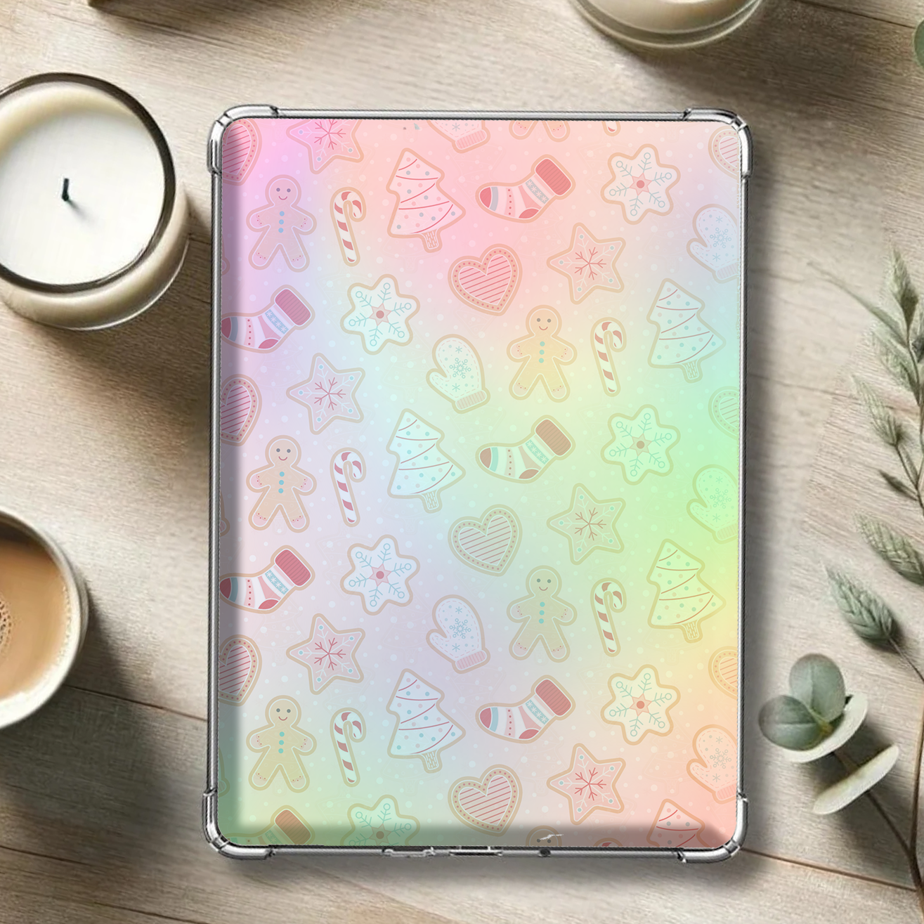 holographic Christmas Kindle Case Insert E-reader Sparkly Decor for Clear Cover Cardstock Laminated Skin Paperwhite Accessory Book Lover Gift Bookish